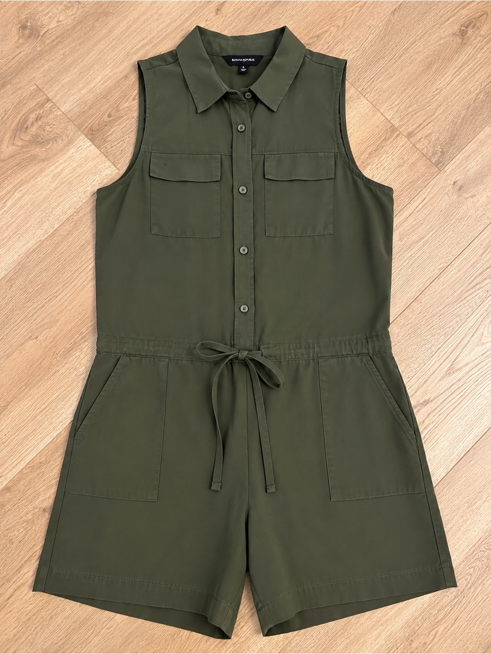 Banana Republic Olive Green Sleeveless Drawstring Romper